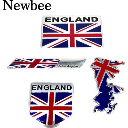 Newbee Aluminum 3D England Flag Map Car Emblem Badge Sticker Decal For Harly Honda Renault Venturi Bugatti Amilcar Heuliez Ford