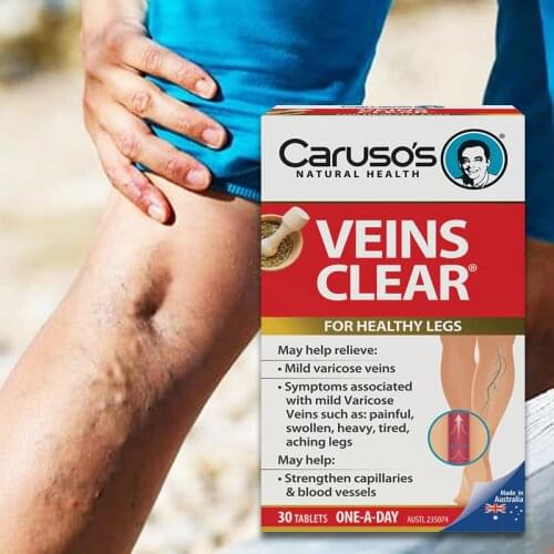 Australia Carusos Natural Health Veins Clear for Varicose Spider Veins Great looking Healthy Legs Vein Strength Elasticity