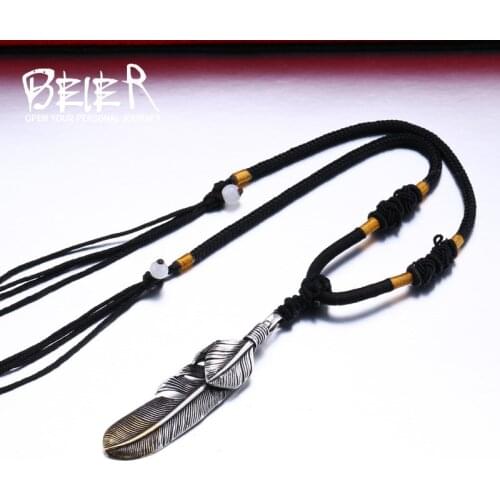 Beier 316L Stainless Steel pendant necklace 3D exqusite feather pendant for gift jewelry LLBP8-174P