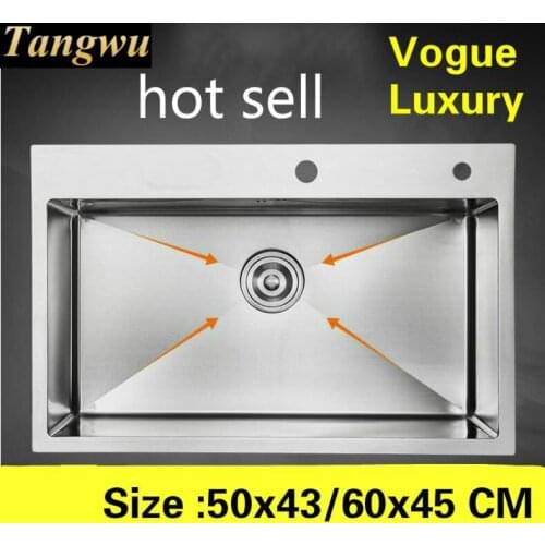 Free shipping Home vogue kitchen manual sink single trough luxury wash vegetables 304 stainless steel 50x43/60x45 CM