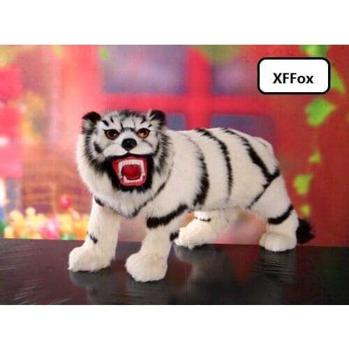 Big simulation white tiger model polyethylene&furs open-mouth real life tiger doll gift 50x30cm xf2216