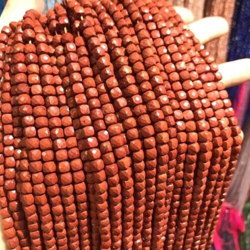 Natural Stone Beads Square Shape Faceted Rainbow Stone for Jewelry Making Beadwork DIY Bracelet Necklace Size 5x5mm