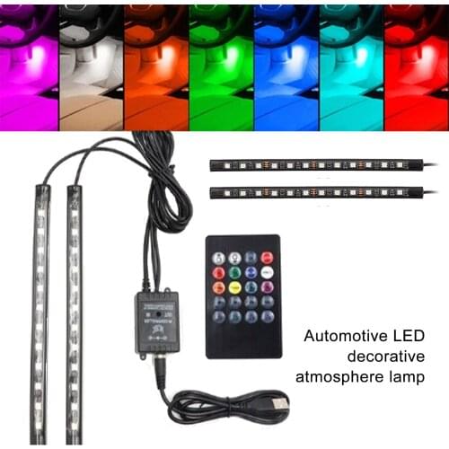 12V RGB Auto Interior LED Decorative Atmosphere Lamp Colorful Voice Controlled Lamp Car Foot Light Ambient Lamp