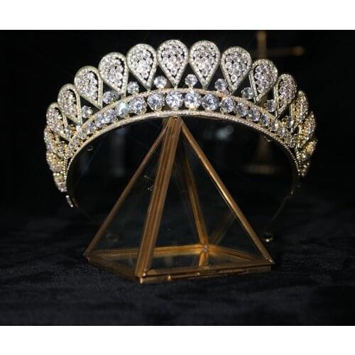 EYER Trendy Classic Zirconia Royal Replica Granny’s Tiara for Wedding,Crystal Princess Tiaras Crown for Bride Hair Jewelry