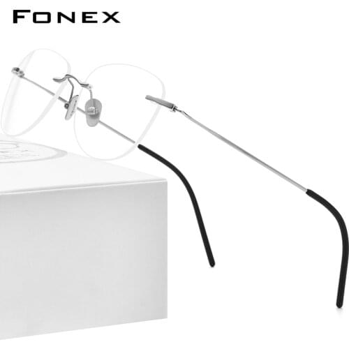 FONEX B Titanium Rimless Glasses Women Eyeglasses Frames Prescription Myopia Optical Men New Vintage Oval Eyewear 855