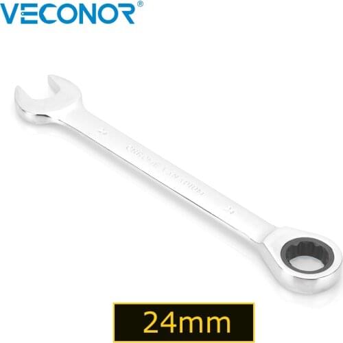24mm Ratchet Wrench Spanner Fixed Head Mirror Polish 72T Ratcheting High Torque Multitool