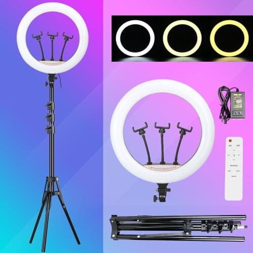 Dimmable 18inch Ring Light 2700-7000K Warm Cold Lamp With 1.9m Tripod 45cm Photography Lighting For Youtube Video Selfie Light