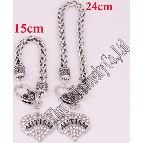 The parent-child suit zinc studded with sparkling crystals Autism charm bracelet