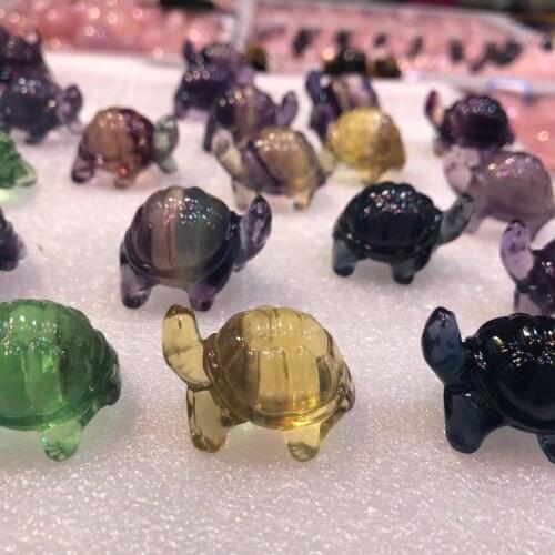 Natural fluorite mini tortoise carving Fluorite crystal turtle Figurine