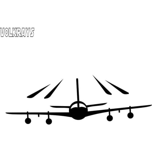 Volkrays Fashion Car Sticker Airplane Fly Plane Accessories Reflective Waterproof Sunscreen Vinyl Decal Black/Silver,4cm*15cm