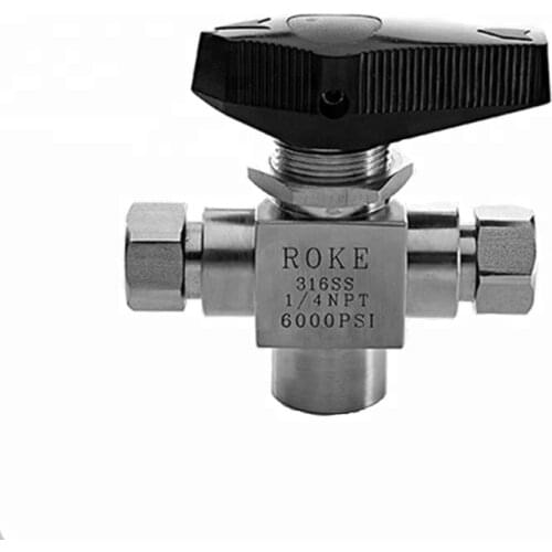 Stainless Steel 6000psi 1/4 NPT 2 way 3 way Instrument Trunnion Ball Valve