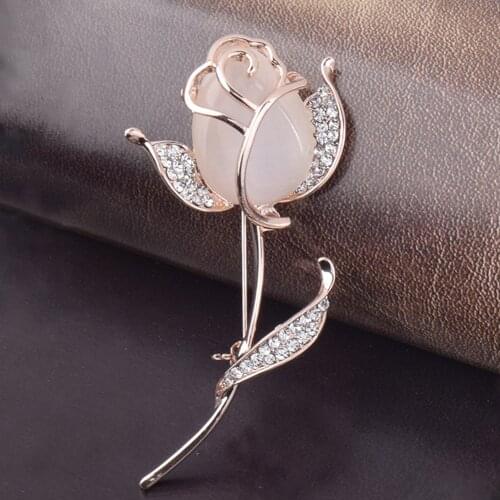 Opal Rose Brooch Clothing Floral Brooches and Pins Fashion Jewelry Accessories Fower Pin Party Decorations