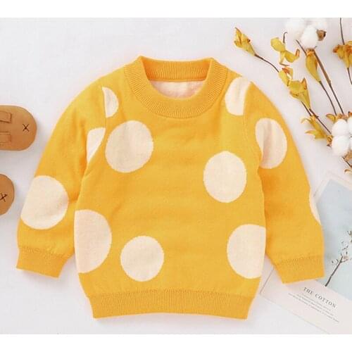 Autumn New Baby Girl Clothes Sweater Baby Boy Clothes Cute Dots Round Neck Knitted Pullover Top Kids Clothing Knitted Sweater