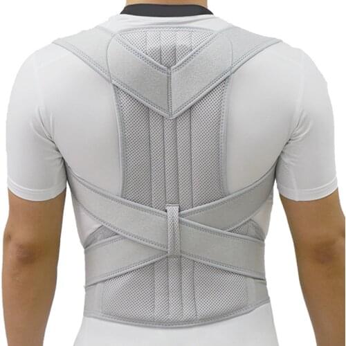 Silver Posture Corrector Scoliosis Back Brace Spine Corset Belt Shoulder Therapy Support Poor Posture Correction Belt Men