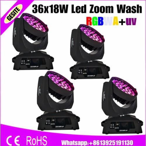 4pcs/lot Professional LED ZOOM Wash Light/Beam Moving Head Light 36X18w