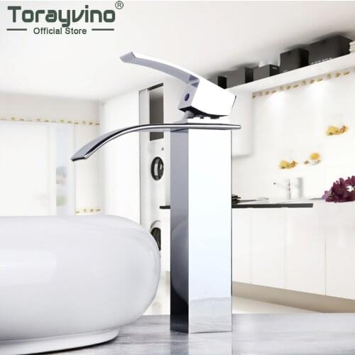 Torayvino Sumptuous and Superior in Quality Basin Faucet Chrome Basin Faucet Polished Single Hole Hot Cold Waterfall Mixer
