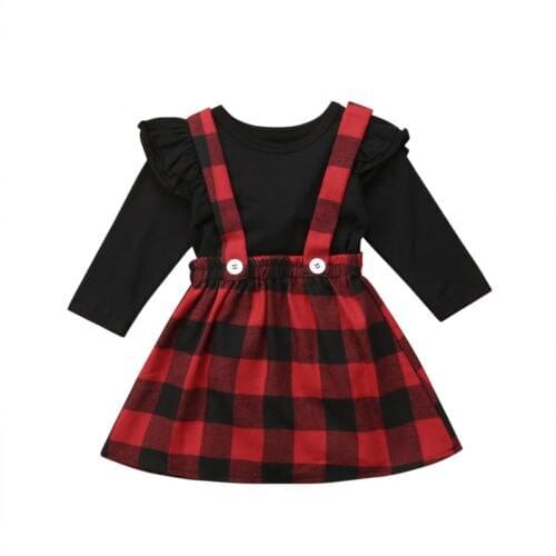 Christmas Baby Girls Clothes Outfits Fall Winter T-shirt+OVerall strap Dress Set Size 0-4T