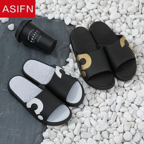 ASIFN Fashion Home Men Slippers Summer Beach Question Mark Indoor Male Slides Soft Bottoms Non-slip Mens Shoes Pantoufle Homme