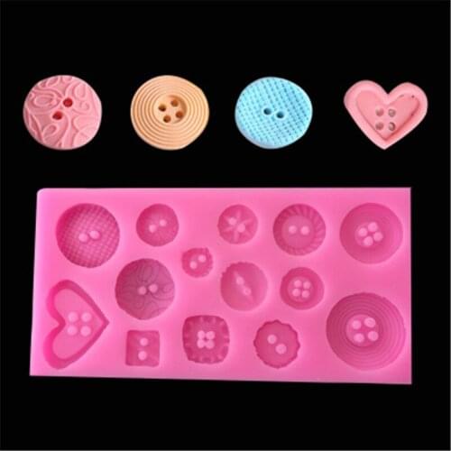 Silicone Mould Button Shape Stamper Fondant Color Button Cake Decorating Tool Resin Soft Clay DIY Baking Tool Kitchen Accessorie