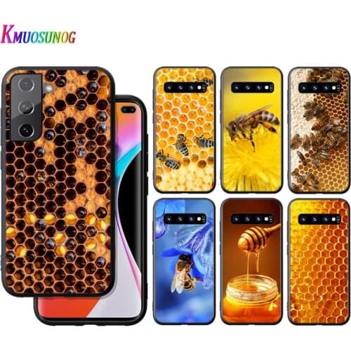 Silicone Cover Honeycomb Honey Bee For Samsung Galaxy S21 S20 FE Ultra S10 S10e Lite S9 S8 S7 Edge Plus Phone Case