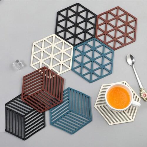 Silicone Tableware Insulation Mat Coaster Cup Hexagon Mats Pad Heat-insulated Bowl Placemat Home Decor Accessories for Kitchen