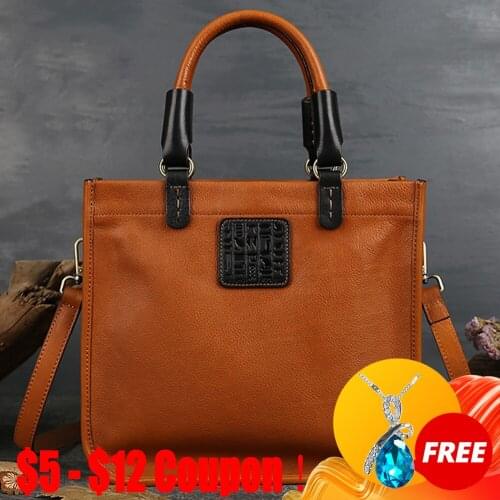 CGA Bags New Women Cross Body Shoulder Genuine Leather Bag Chinese Vintage Tote Handbag Cowhide Embossed Messenger Top Handle