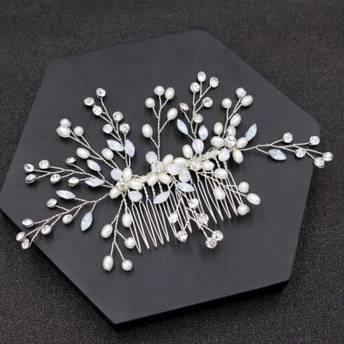 Wedding Hair Accessories Hair Combs Pearl Bridals Tiaras Rhinestone Women Accessories Floral and Pearl Hair Comb Head Ornaments