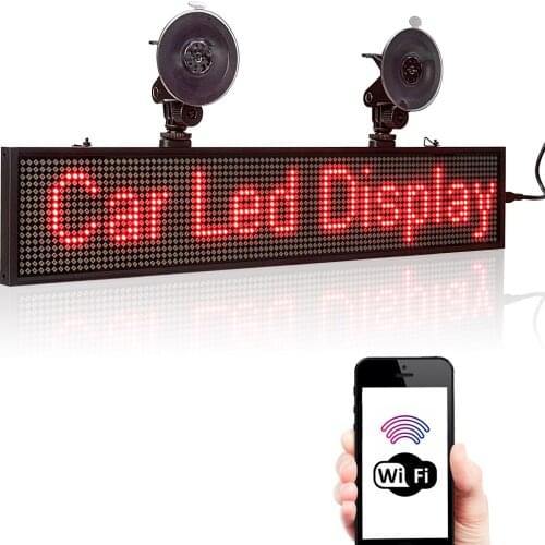 Led Car Display P5 WiFi 50CM Red Color LED Signs Programmable Scrolling Message Advertising Board for Store/Business with SMD
