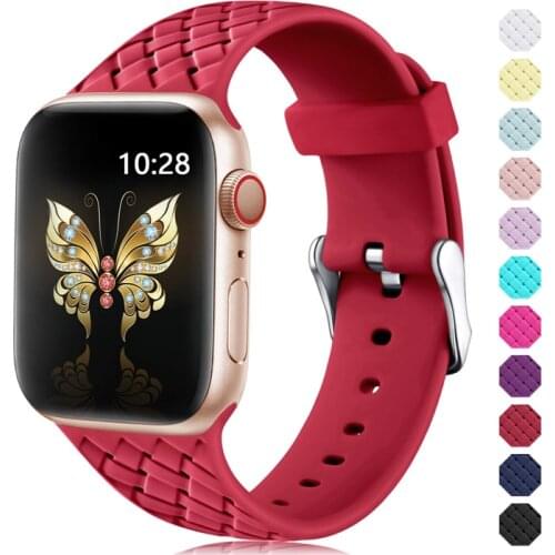 Weave pattern strap for apple watch band 40mm 44mm apple watch pulseira 38mm 42mm iwatch correa 5/4/3/2/1 silicone watchband