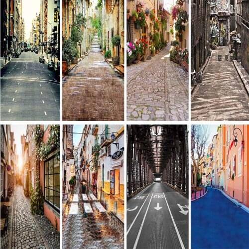 Mehofond Rural Town Street Building Photography Background Vinyl Stone Road Car Baby Portrait Backdrop Photophone Photo Studio