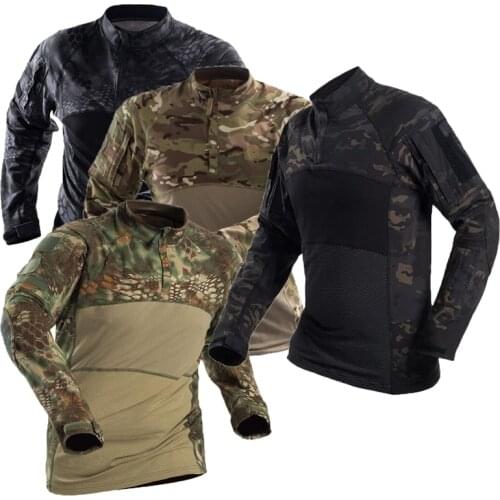 Military Tactical Shirt Men Camouflage US Army Long Sleeve T Shirt Multicam Kryptek Black Combat Shirts Camo Paintball T-Shirt