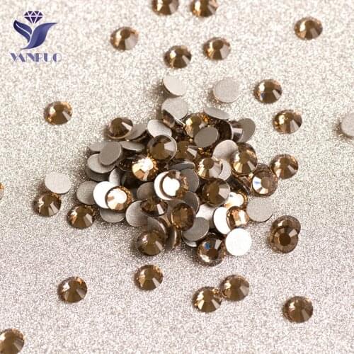 YANRUO SS30-SS34 288pcs Smoked Topaz Diamantes Cristal Decoracion Strass Applique Non HotFix Rhinestones For Clothing