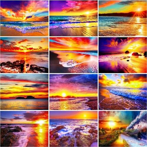 ZOOYA Diamond Embroidery Sunset Cross Stitch Diamond Painting Full Square Drill Sea Landscape Mosaic New Arrival Home Decor