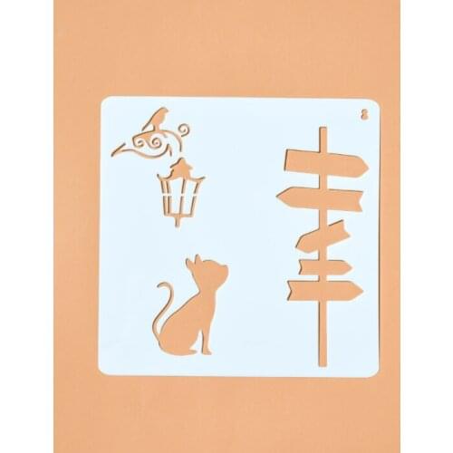 13*13 Cat Layering Stencils graffiti hand copied board hollowed out photo album graphic spray painting tool