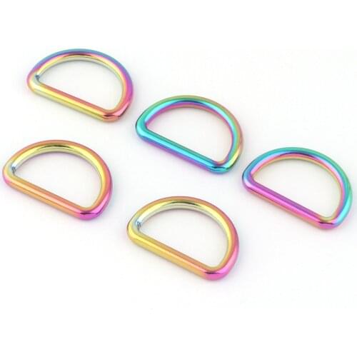 25mm Rainbow D ring Buckle Slide Adjustable Loop Belt Purse Loop Dog Collar Clasp bag Jewelry Keychain Leather Craft Webbing