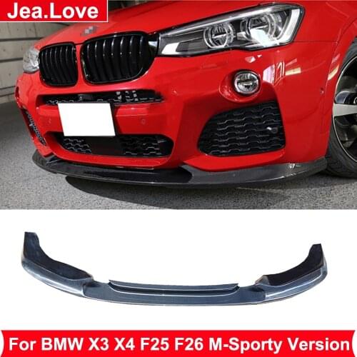 3D Style Real Carbon Fiber Front Bumper Lip Diffuser Protector Car Body Kit For BMW X3 X4 F25 F26 M-Sporty Version 2014 Up