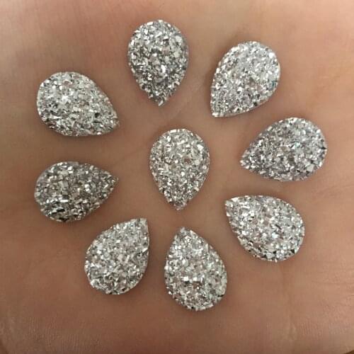 80 pieces/lot) 10mm*14mm AB Resin drop shape 10mm*14mm Flatback Wedding decoration Buttons D551