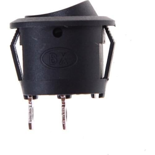 5Pcs/lot Black White Red Colors 6A 250V On Off Snap in SPST Round Boat Rocker Switch