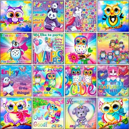 5D DIY Diamond Embroidery Owl Full Square/Round Diamond Painting Cartoon Cross Stitch Mosaic Rhinestones Home Decor