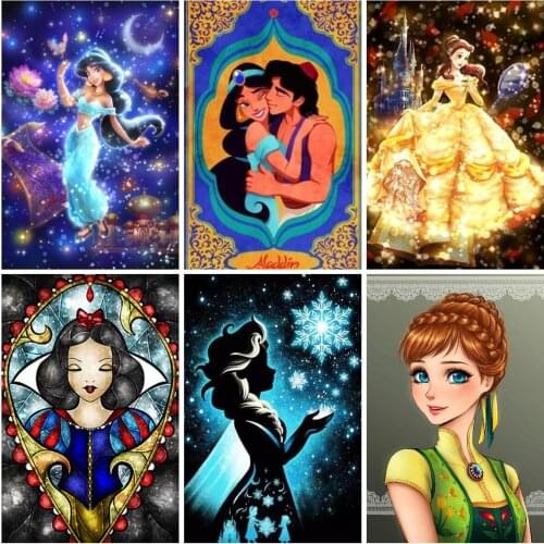 Disney Cartoon Aladdin Princess Jasmin DIY 5D Diamond Painting Cross Stitch Embroidery Childrens Crafts Mosaic Wall Decor Gift