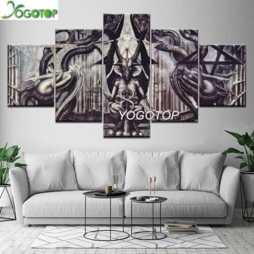 Diy Diamond Painting 5D Full Mosaic Diamant Embroidery Airplane Pictures Wall Art 5 Pieces Alien Art Promotion Baphomet ML1148