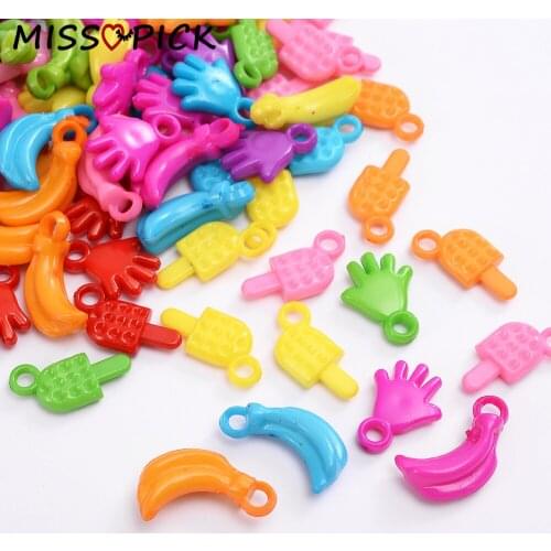 100pcs Acrylic Beads Mix Color Banana Palm Popsicle Loose Spacer Beads for Needlework Jewelry Making DIY Bracelet Accessories