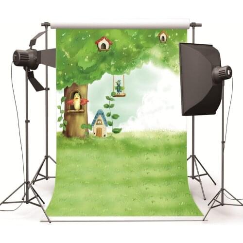 Children Photographic Backgrounds Paintings Green Tree Photo Backdrops Cloth Vinyl Backgrounds For Photo Studio Fundo Fotografia