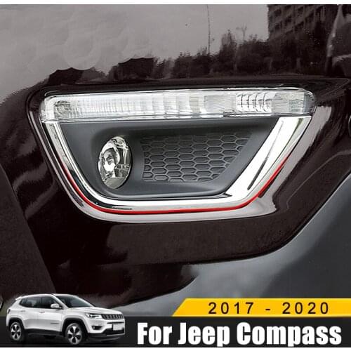 For Jeep Compass 2017 2018 2019 2020 ABS Chrome Exterior Front Fog Light Lamp Cover Trim Frames Car Exterior Accessories