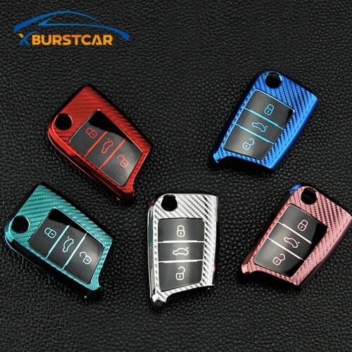 For Skoda Kodiaq Rapid Octavia Fabia For Volkswagen VW Tiguan POLO T-Roc Golf7 Mk7 TPU Car Key Case Cover Holder Key Chain Ring