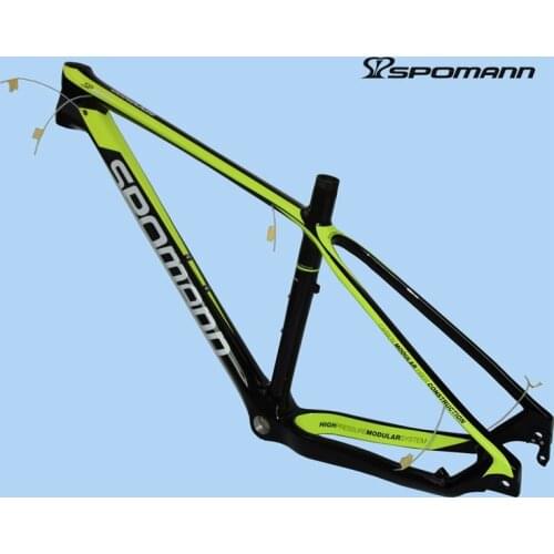 New fluorescein yellow SPOMANN 27.5*15/17/19" inch Mountain bike full carbon fibre thru axle bicycle frames MTB 27.5er Free ship