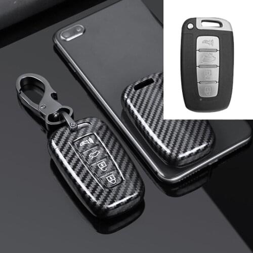 Glossy Carbon fiber ABS Key Case Cover For Hyundai Solaris HB20 Veloster SR IX35 Accent Elantra i30 For KIA RIO K2 K3 Sportage