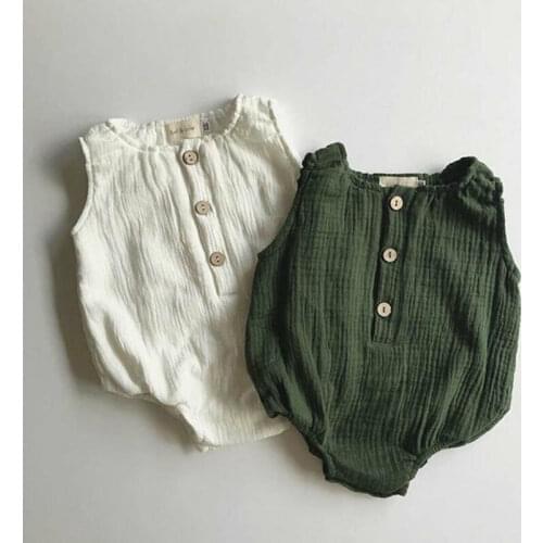 0-2T US Newborn Baby Girls Sleeveless Bubble Cotton Romper Bodysuit Clothes Tops