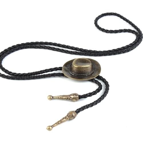 Indian Rodeo Bolo Tie Western Cowboy Handmade PU Leather Necktie Bootlace Ties