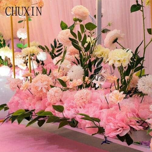 Custom wedding artificial flower row wedding scene layout decoration T stage welcome area road flower display DIY window decor